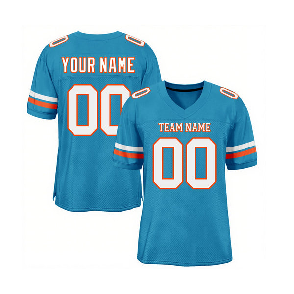 Custom Panther Blue White-Orange Mesh Classic Style Authentic Sports Football Jersey