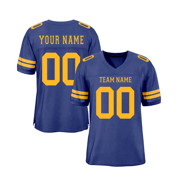 Custom Royal Gold Mesh Classic Style Authentic Sports Football Jersey