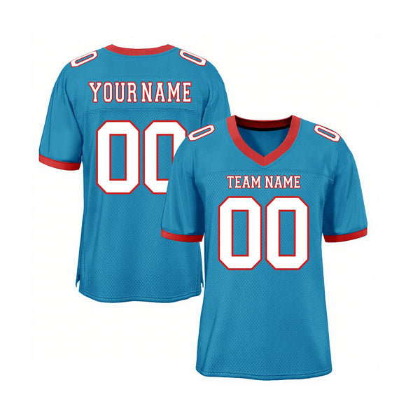 Custom Panther Blue White-Red Mesh Classic Style Authentic Sports Football Jersey