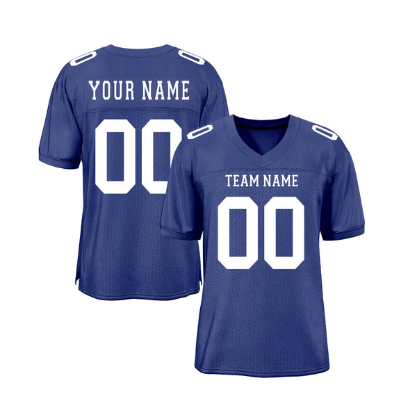 Custom Royal White Mesh Classic Style Authentic Sports Football Jersey