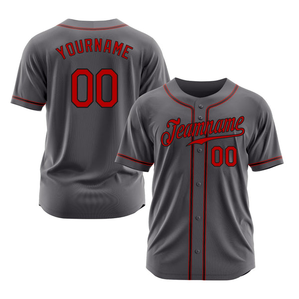 Custom Steel Gray Red-Black Classic Style Authentic Sports Baseball Jersey