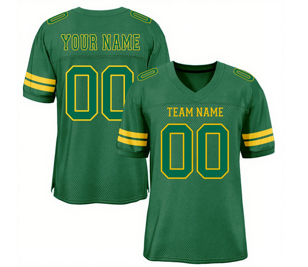 Custom Kelly Green Yellow Mesh Classic Style Authentic Sports Football Jersey
