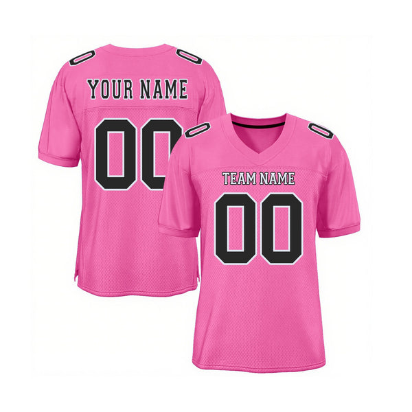 Custom Pink Black-White Mesh Classic Style Authentic Sports Football Jersey