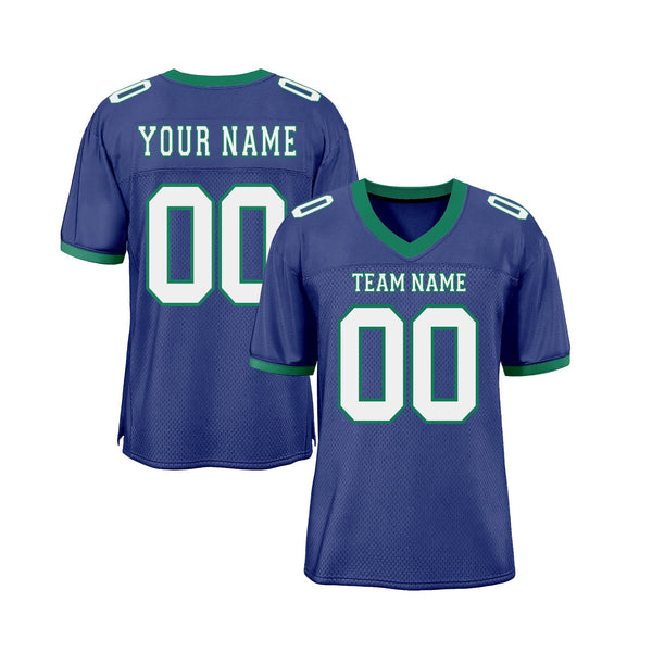 Custom Royal White-Kelly Green Mesh Classic Style Authentic Sports Football Jersey