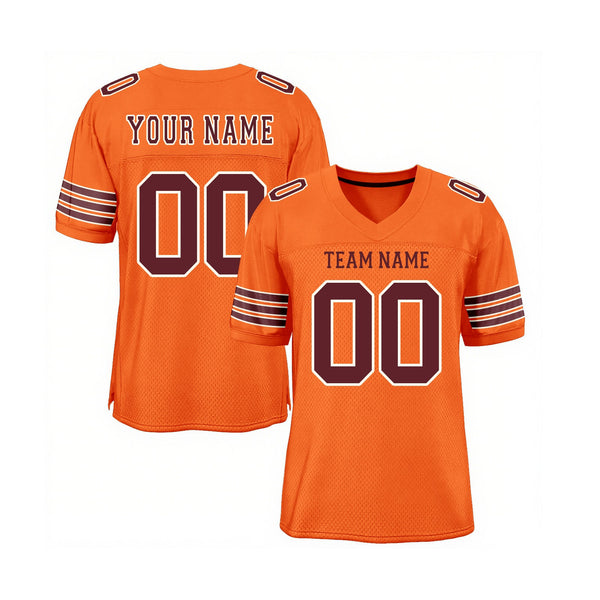 Custom Orange Burgundy-White Mesh Classic Style Authentic Sports Football Jersey