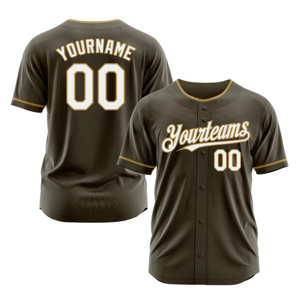 Custom Olive White-Old Gold Classic Style Authentic Salute To Service Sports Baseball Jersey