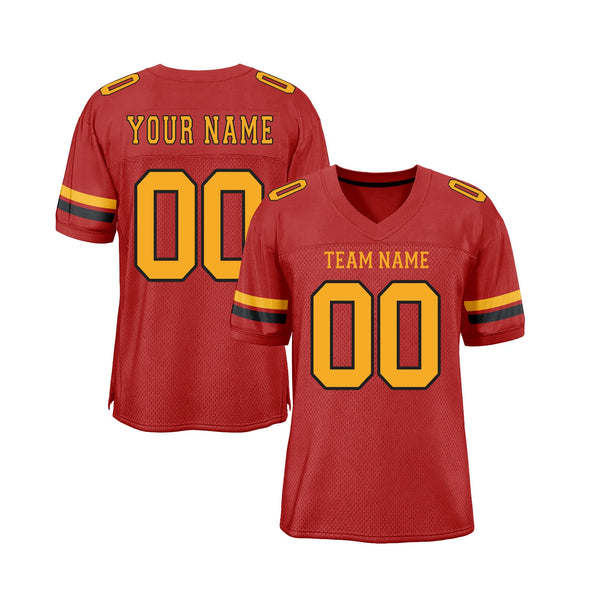 Custom Scarlet Gold-Black Mesh Classic Style Authentic Sports Football Jersey