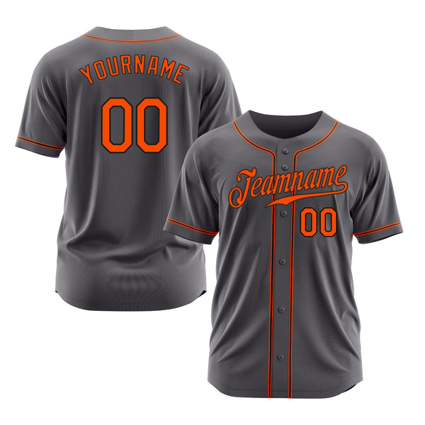Custom Steel Gray Orange-Black Classic Style Authentic Sports Baseball Jersey