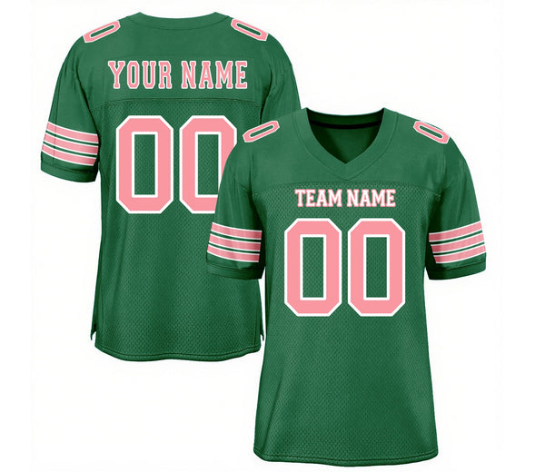 Custom Kelly Green Medium Pink-White Mesh Classic Style Authentic Sports Football Jersey