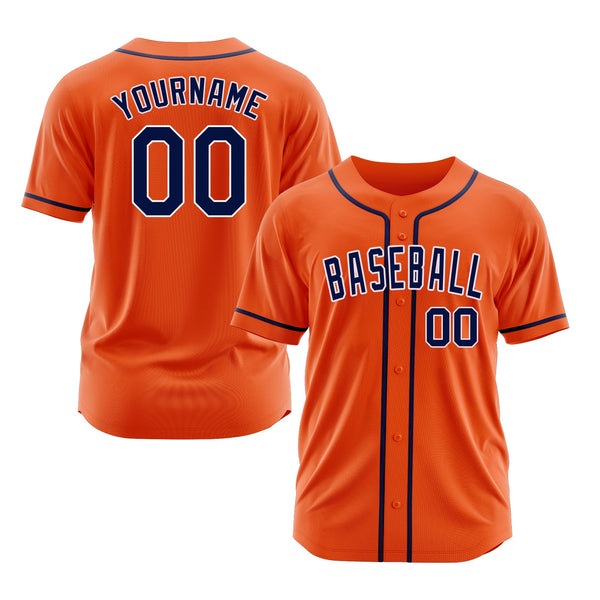 Custom Orange Navy-White Classic Style Authentic Sports Baseball Jersey