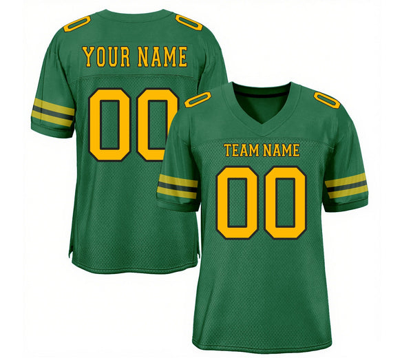 Custom Kelly Green Gold-Black Mesh Classic Style Authentic Sports Football Jersey