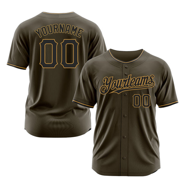 Custom Olive Black-Old Gold Classic Style Authentic Salute To Service Sports Baseball Jersey