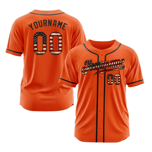 Custom Orange Vintage USA Flag-Black Classic Style Authentic Sports Baseball Jersey