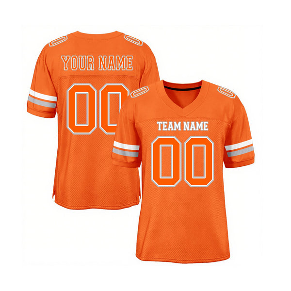 Custom Orange White-Gray Mesh Classic Style Authentic Sports Football Jersey
