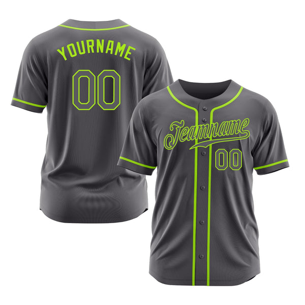 Custom Steel Gray Neon Green Classic Style Authentic Sports Baseball Jersey