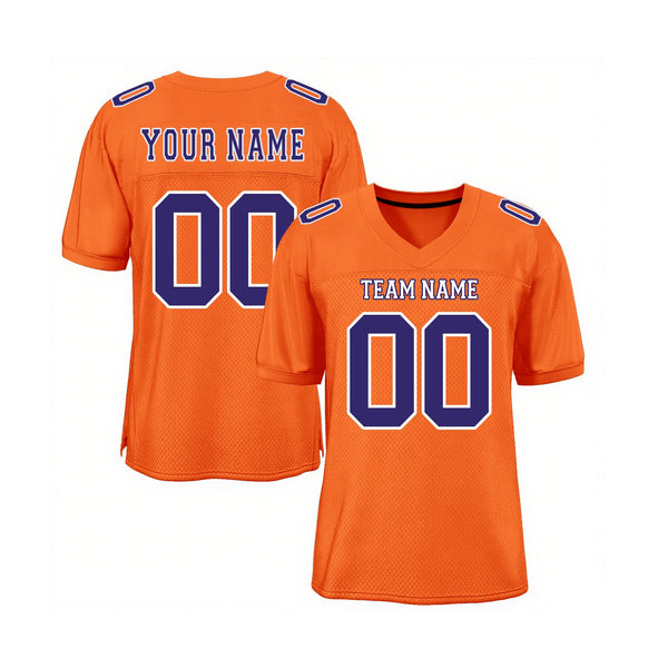 Custom Orange Purple-White Mesh Classic Style Authentic Sports Football Jersey