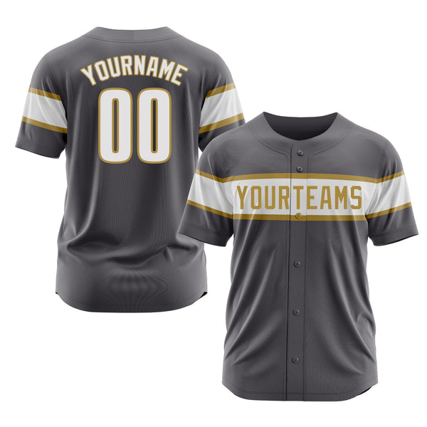 Custom Steel Gray White-Old Gold Classic Style Authentic Sports Baseball Jersey