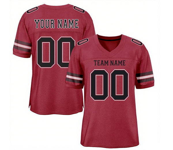 Custom Cardinal Black-White Mesh Classic Style Authentic Sports Football Jersey