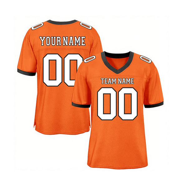 Custom Orange White-Black Mesh Classic Style Authentic Sports Football Jersey