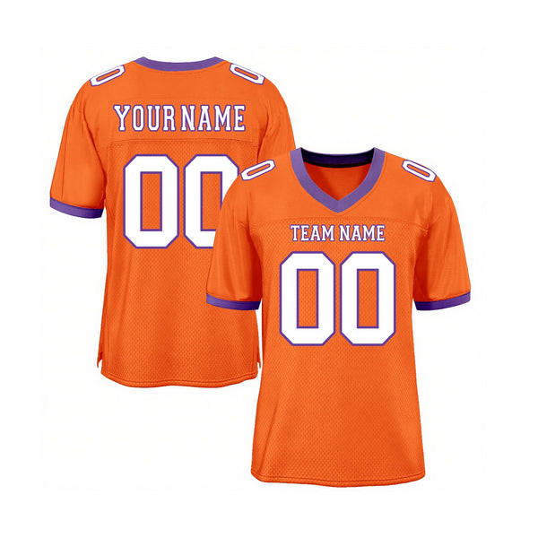 Custom Orange White-Purple Mesh Classic Style Authentic Sports Football Jersey