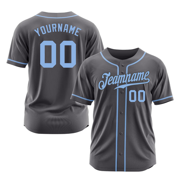 Custom Steel Gray Light Blue Classic Style Authentic Sports Baseball Jersey