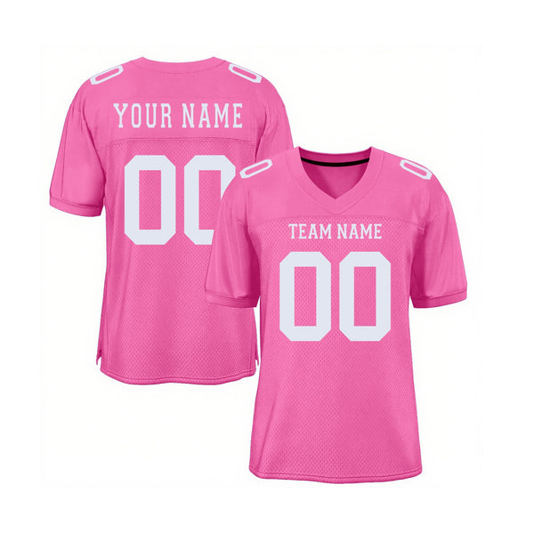 Custom Pink White Mesh Classic Style Authentic Sports Football Jersey