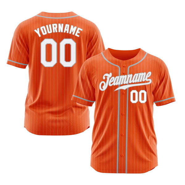 Custom Orange White Pinstripe Gray Classic Style Authentic Sports Baseball Jersey