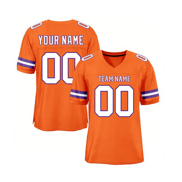 Custom Orange White-Purple Mesh Classic Style Authentic Sports Football Jersey
