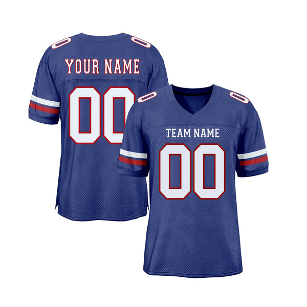 Custom Royal White-Red Mesh Classic Style Authentic Sports Football Jersey