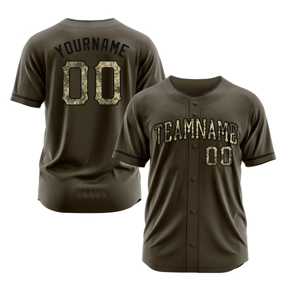 Custom Olive Camo-Black Classic Style Authentic Salute To Service Sports Baseball Jersey
