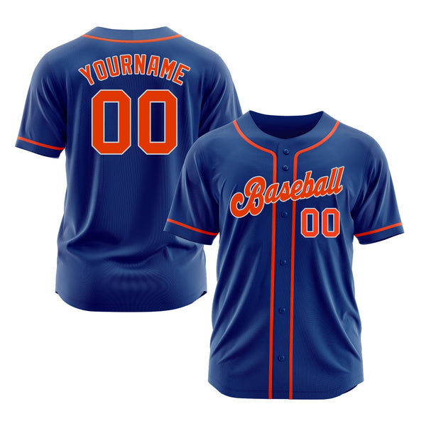 Custom Royal Orange-White Classic Style Authentic Sports Baseball Jersey