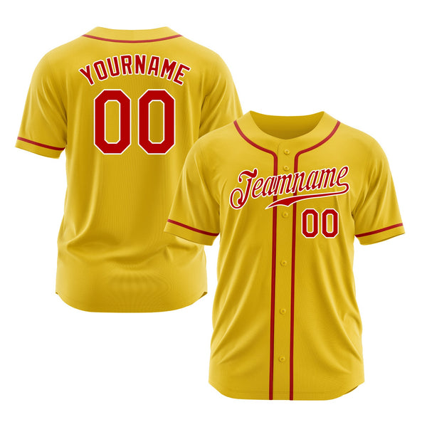 Custom Yellow Red-White Classic Style Authentic Sports Baseball Jersey