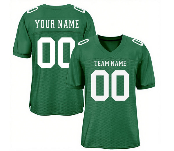 Custom Kelly Green White Mesh Classic Style Authentic Sports Football Jersey