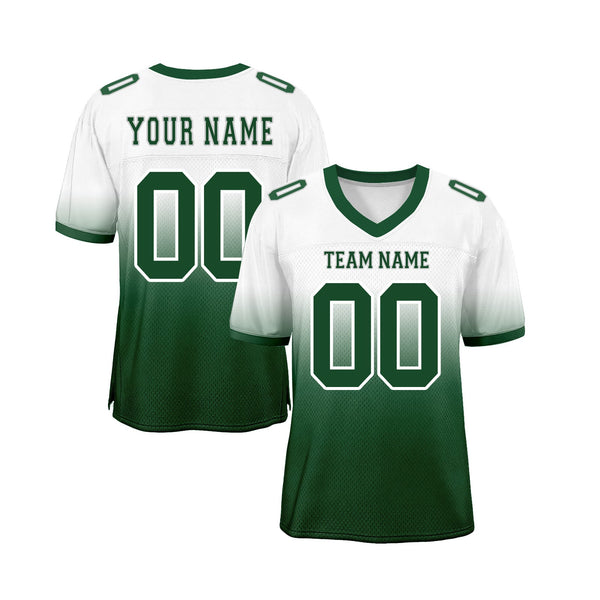 Custom White Green Mesh Fade Fashion Classic Style Authentic Sports Football Jersey