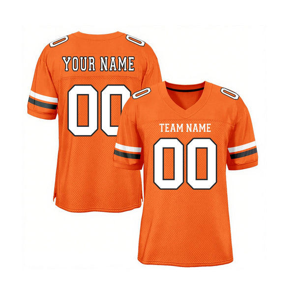 Custom Orange White-Black Mesh Classic Style Authentic Sports Football Jersey