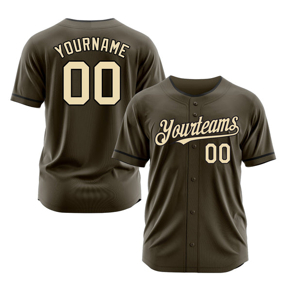 Custom Olive Cream-Black Classic Style Authentic Salute To Service Sports Baseball Jersey