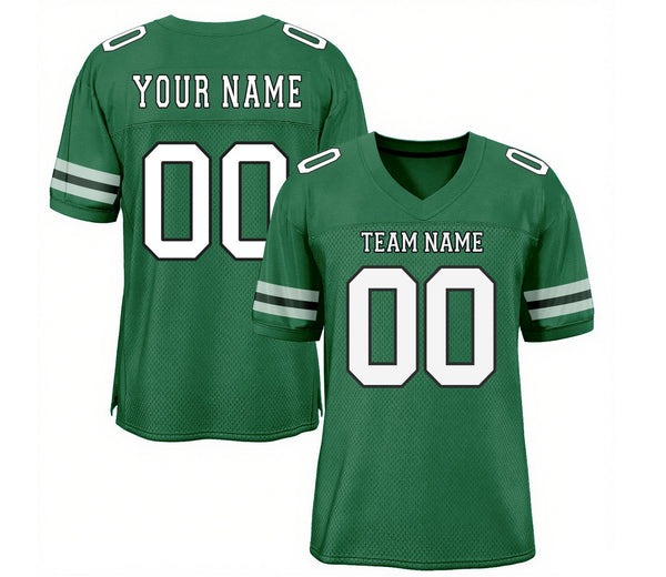 Custom Kelly Green White-Black Mesh Classic Style Authentic Sports Football Jersey