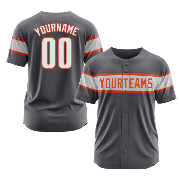 Custom Steel Gray White-Orange Classic Style Authentic Sports Baseball Jersey