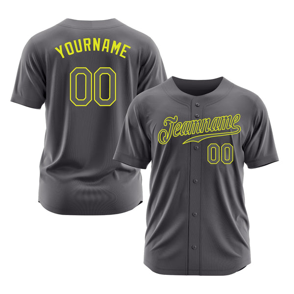 Custom Steel Gray Neon Yellow Classic Style Authentic Sports Baseball Jersey
