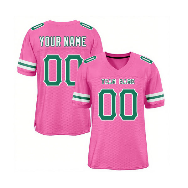 Custom Pink Kelly Green-White Mesh Classic Style Authentic Sports Football Jersey