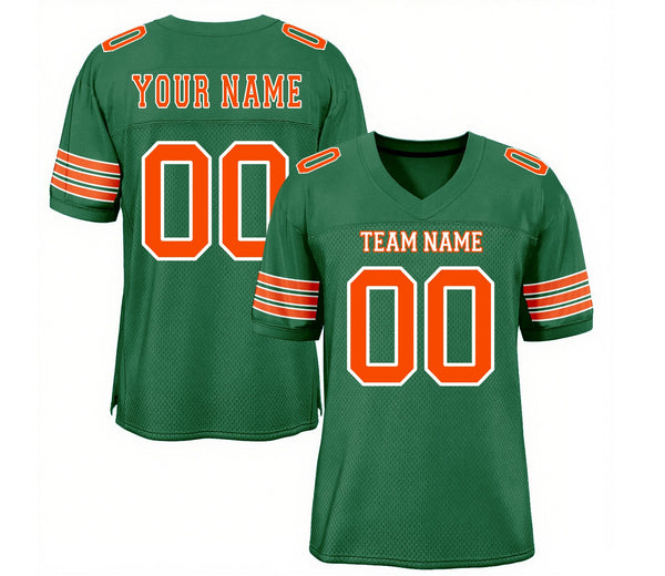 Custom Kelly Green Orange-White Mesh Classic Style Authentic Sports Football Jersey