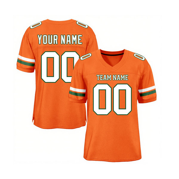 Custom Orange White-Green Mesh Classic Style Authentic Sports Football Jersey