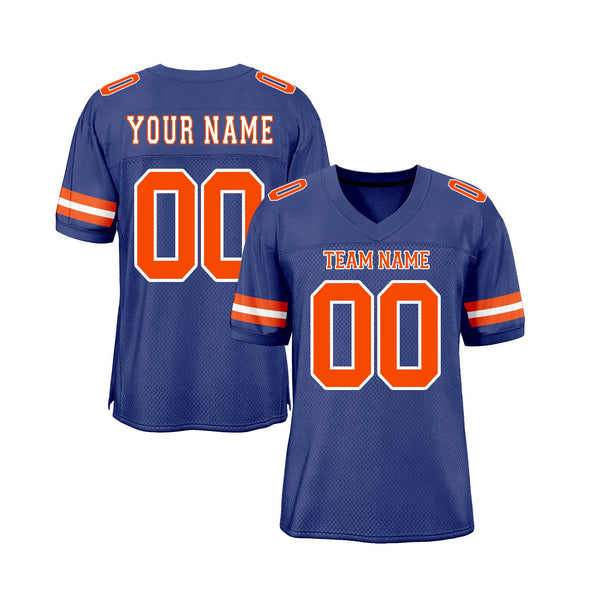 Custom Royal Orange-White Mesh Classic Style Authentic Sports Football Jersey