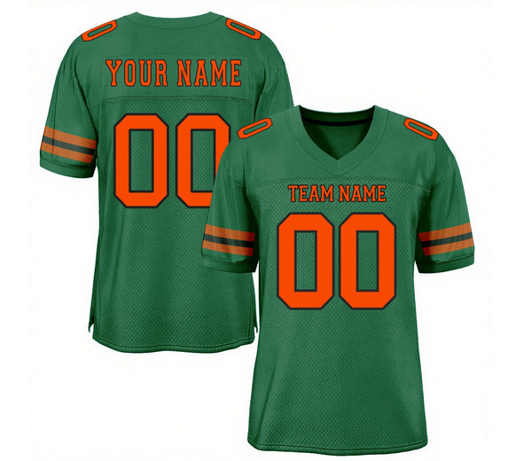 Custom Kelly Green Orange-Black Mesh Classic Style Authentic Sports Football Jersey
