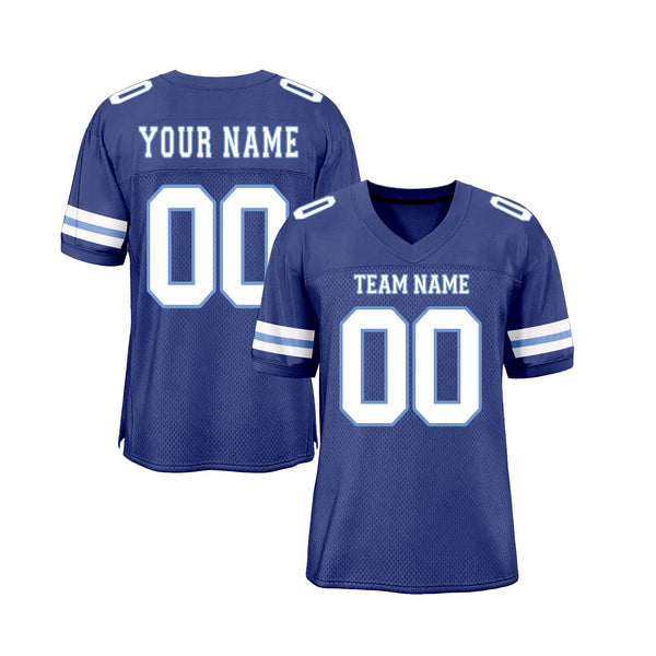 Custom Royal White-Light Blue Mesh Classic Style Authentic Sports Football Jersey