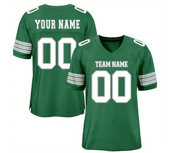 Custom Kelly Green White-Gray Mesh Classic Style Authentic Sports Football Jersey