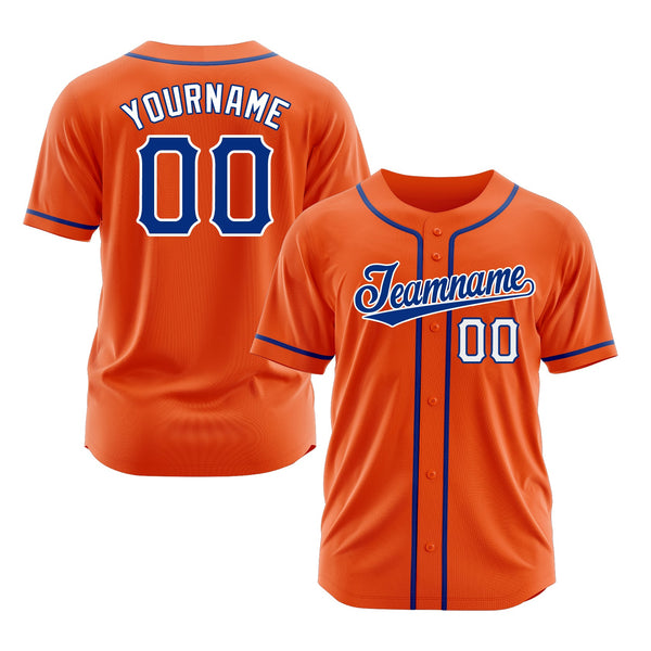 Custom Orange Royal-White Classic Style Authentic Sports Baseball Jersey
