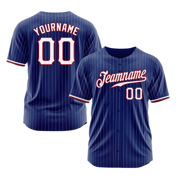 Custom Royal White Pinstripe White-Red Classic Style Authentic Sports Baseball Jersey