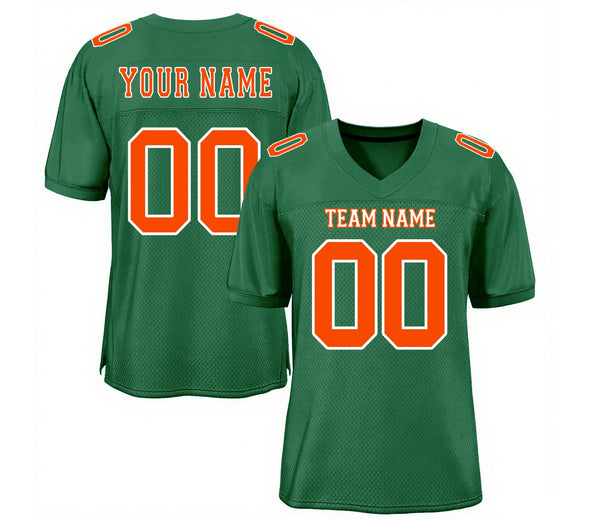 Custom Kelly Green Orange-White Mesh Classic Style Authentic Sports Football Jersey