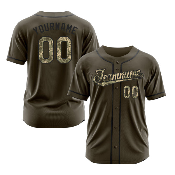 Custom Olive Camo-Black Classic Style Authentic Salute To Service Sports Baseball Jersey